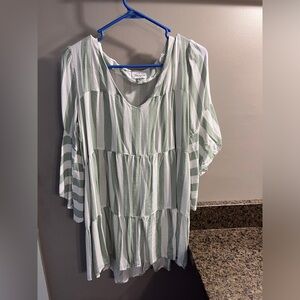 Striped Green and White Dress